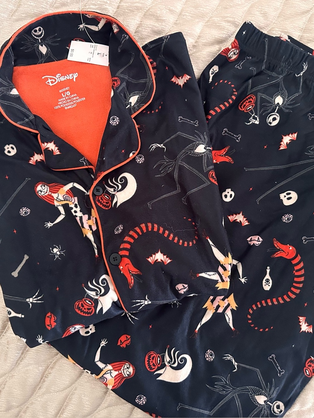 Disney Nightmare Before Christmas Pajama Set Fleece Jack Skellington